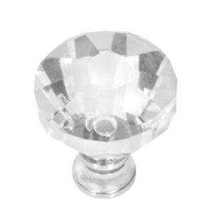 Vetro faceted glass knob with chrome base  GL36