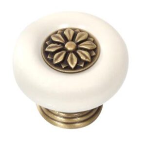 Ivory Porcelain and Brass Cabinet Knob  VS110