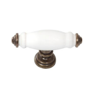 Versailles White Porcelain and Brass T Knob  VS1A