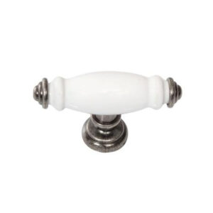 Versailles White Porcelain and Pewter T Knob  VS1B