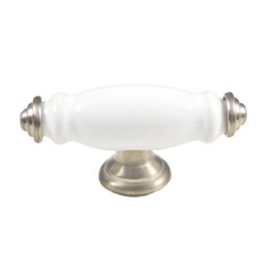 Versailles White Porcelain and Nickel T Knob   VS1N