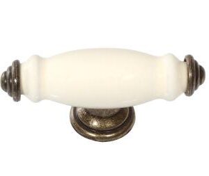 Ivory Porcelain Antique Brass T Knob  VS4