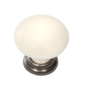 Versailles Ivory Porcelain and Pewter Cabinet Knob  VS43