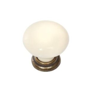 Versailles White Porcelain and Antique Brass Knob VS44