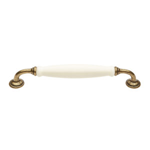 Ivory Porcelain and Antique Brass Cabinet Handle  VS6E