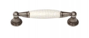 Versailles White Porcelain and Pewter  Cabinet Handle   VS80