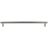 Modern brushed silver horizontal cabinet pull handle on a white background.