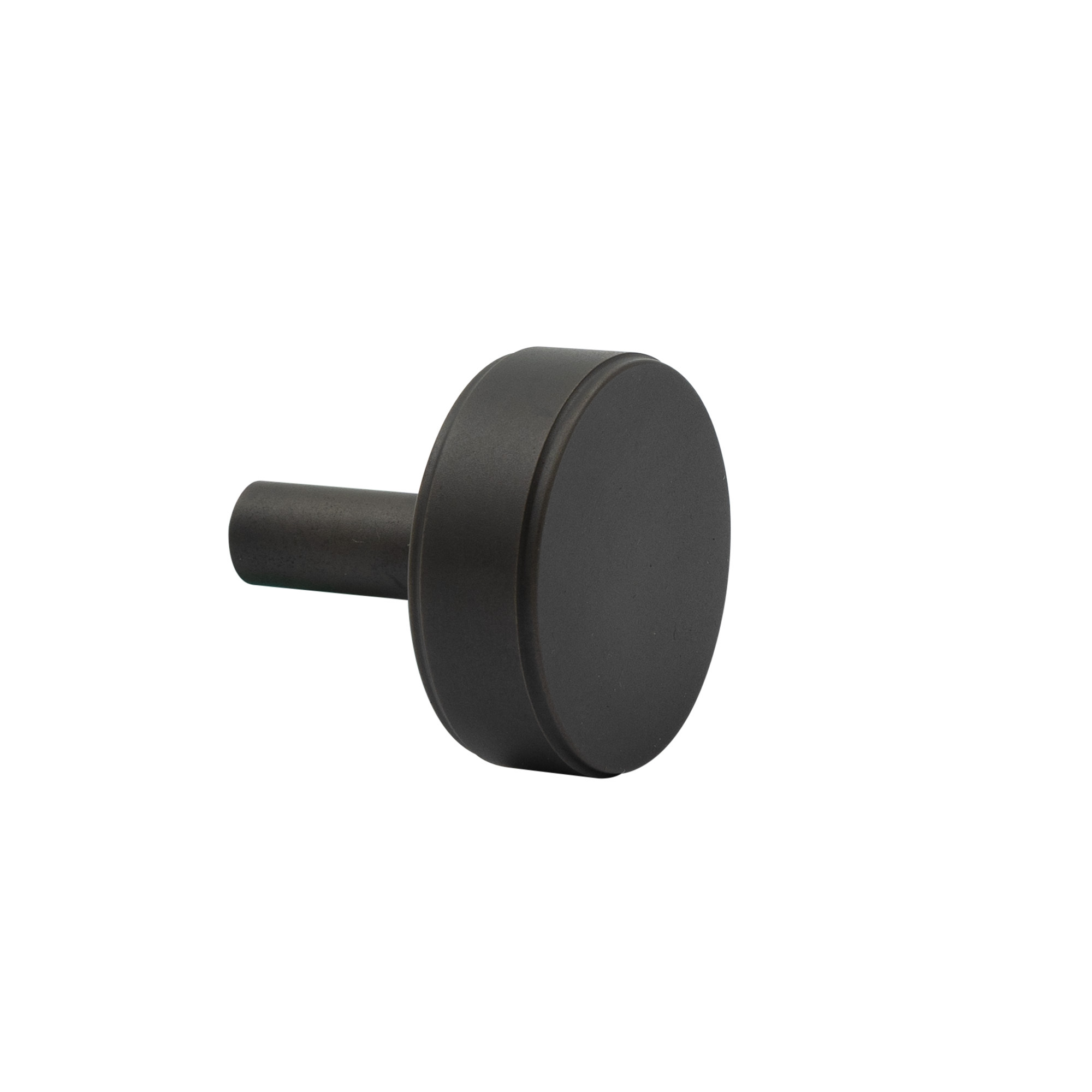 6523-DRB Planar Black cabinet knob on a white background.