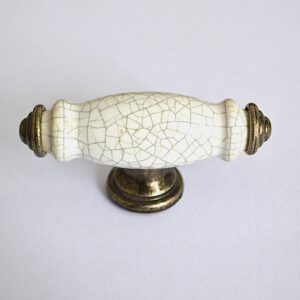 Crazed Ivory Porcelain and Pewter T Knob  VS2C